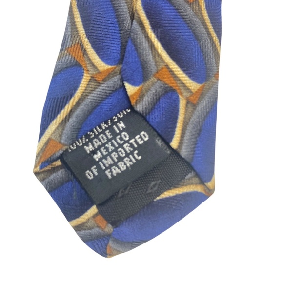 OSCAR DE LA RENTA Vintage 100% Silk Tie Necktie Abstract-Print Blue/Gray - Picture 5 of 6